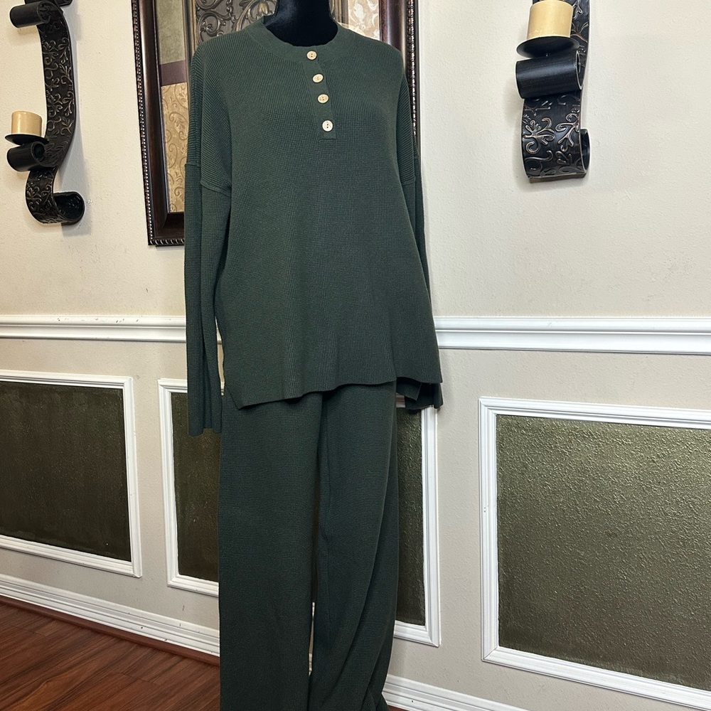 Bohme l Green Heavy Knit 2 Piece Set l Top L / Pants M